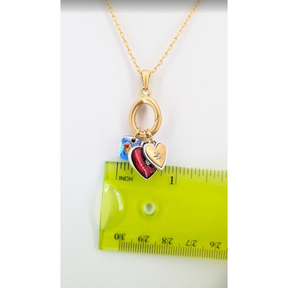 Brighton One Heart Necklace JM7687 Gold Silver Blue Red Enamel Crystal 16-19in - Picture 14 of 14